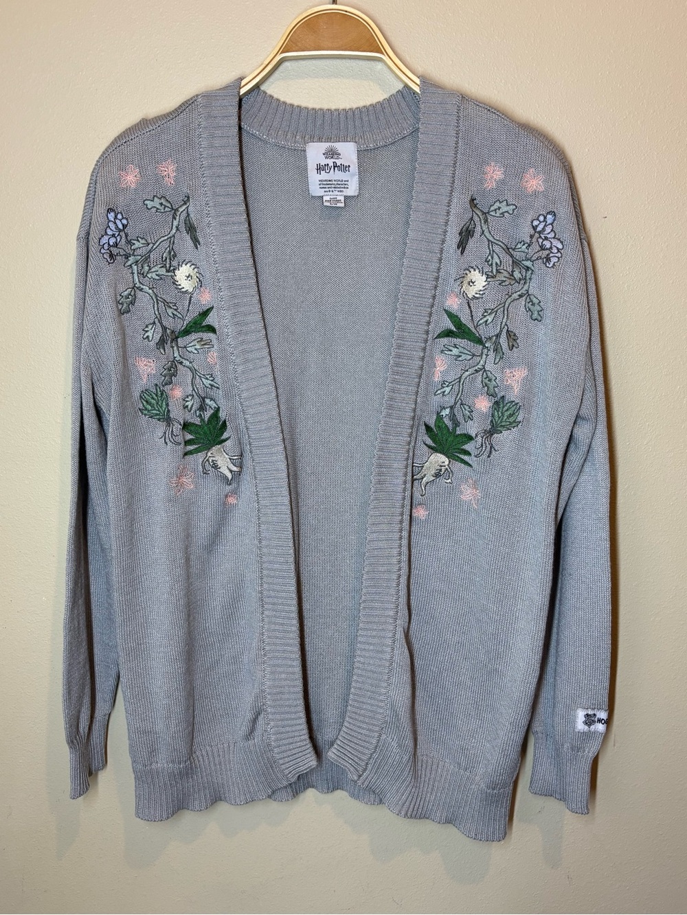 Harry Potter Wizarding World Floral Cardigan Sweater, Mandrake Floral, Hogwarts